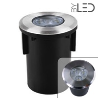 Spot LED encastré de sol rond inox 3W - 12V - QINOX 92 mm