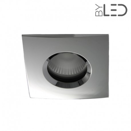 Spot encastrable collerette carrée chanfrein SPLIT - Chrome