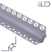 Profilé d'angle LED aluminium encastrable 90° à carreler - CRAFT - E13 - Diffuseur givré