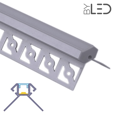Profilé d'angle LED aluminium encastrable 270° à carreler - CRAFT - E14 - Diffuseur givré