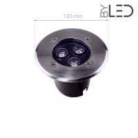 Spot LED encastré de sol inox 230V 3 W - Terra 3 - Blanc