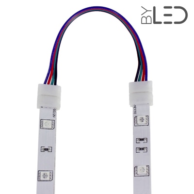 Connecteur ruban LED RGB 10mm Click + câble 15 cm + click